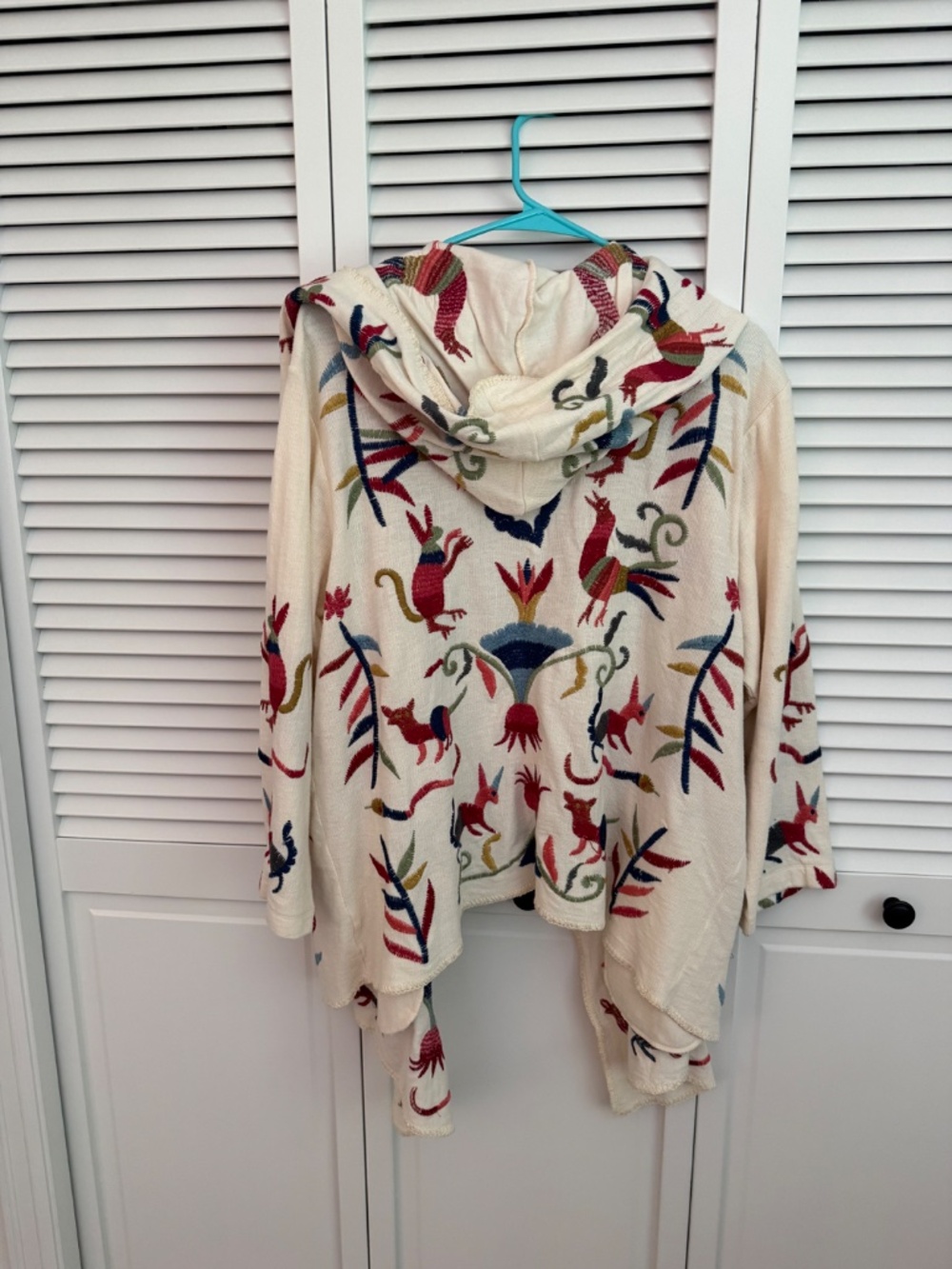 Johnny Was Biya Hooded Open Front Embroidered Short Jacket: Size L - Picture 4 of 8